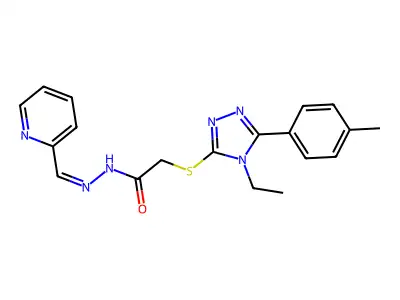 2-[[4-ethyl-5-(4-methylphenyl)-1,2,4-triazol-3-yl]sulfanyl]-N-[(E)-pyridin-2-ylmethylideneamino]acetamide structure