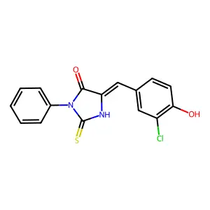 5-[(3-chloro-4-hydroxyphenyl)methylidene]-3-phenyl-2-sulfanylideneimidazolidin-4-one structure
