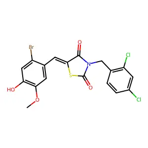 5-(2-bromo-4-hydroxy-5-methoxybenzylidene)-3-(2,4-dichlorobenzyl)-1,3-thiazolidine-2,4-dione structure