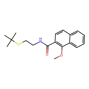 N-(2-tert-butylsulfanylethyl)-1-methoxynaphthalene-2-carboxamide structure