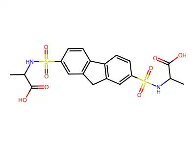 2,2'-((9H-fluorene-2,7-disulfonyl)bis(azanediyl))dipropanoic acid structure