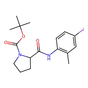 tert-butyl 2-[N-(4-iodo-2-methylphenyl)carbamoyl]pyrrolidinecarboxylate structure