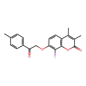8-Iodo-3,4-dimethyl-7-[2-(4-methylphenyl)-2-oxoethoxy]chromen-2-one structure
