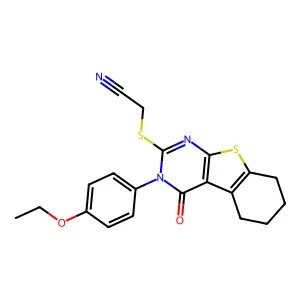 2-[[3-(4-ethoxyphenyl)-4-oxo-5,6,7,8-tetrahydro-[1]benzothiolo[2,3-d]pyrimidin-2-yl]sulfanyl]acetonitrile structure