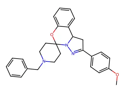 1-benzyl-2'-(4-methoxyphenyl)-1',10b'-dihydrospiro[piperidine-4,5'-pyrazolo[1,5-c][1,3]benzoxazine] structure