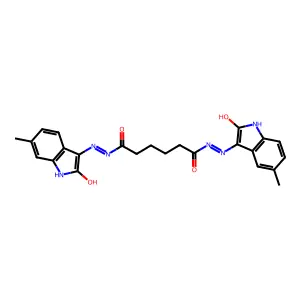 N'~1~-[(3Z)-5-methyl-2-oxo-1,2-dihydro-3H-indol-3-ylidene]-N'~6~-[(3Z)-6-methyl-2-oxo-1,2-dihydro-3H-indol-3-ylidene]hexanedihydrazide structure