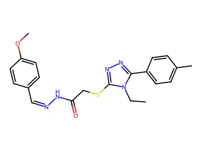 2-[[4-ethyl-5-(4-methylphenyl)-1,2,4-triazol-3-yl]sulfanyl]-N-[(E)-(4-methoxyphenyl)methylideneamino]acetamide structure