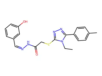2-[[4-ethyl-5-(4-methylphenyl)-1,2,4-triazol-3-yl]sulfanyl]-N-[(E)-(3-hydroxyphenyl)methylideneamino]acetamide structure