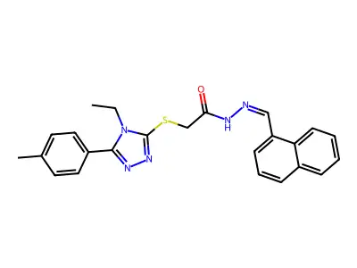 2-[[4-ethyl-5-(4-methylphenyl)-1,2,4-triazol-3-yl]sulfanyl]-N-[(E)-naphthalen-1-ylmethylideneamino]acetamide structure