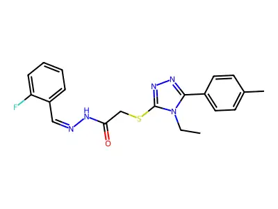 2-[[4-ethyl-5-(4-methylphenyl)-1,2,4-triazol-3-yl]sulfanyl]-N-[(E)-(2-fluorophenyl)methylideneamino]acetamide structure