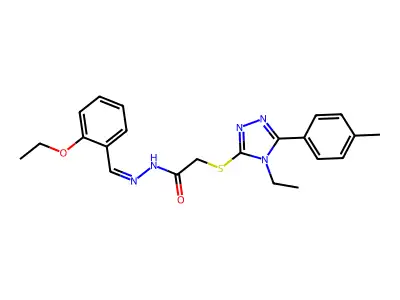 N-[(E)-(2-ethoxyphenyl)methylideneamino]-2-[[4-ethyl-5-(4-methylphenyl)-1,2,4-triazol-3-yl]sulfanyl]acetamide structure