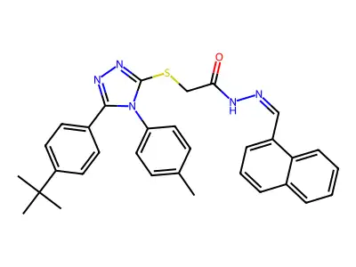 2-[[5-(4-tert-butylphenyl)-4-(4-methylphenyl)-1,2,4-triazol-3-yl]sulfanyl]-N-[(E)-naphthalen-1-ylmethylideneamino]acetamide structure