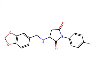 3-(1,3-Benzodioxol-5-ylmethylamino)-1-(4-iodophenyl)pyrrolidine-2,5-dione structure