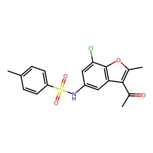 N-(3-acetyl-7-chloro-2-methyl-1-benzofuran-5-yl)-4-methylbenzenesulfonamide structure