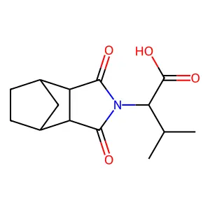 2-(1,3-dioxooctahydro-2H-4,7-methanoisoindol-2-yl)-3-methylbutanoic acid structure