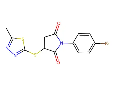 1-(4-bromophenyl)-3-[(5-methyl-1,3,4-thiadiazol-2-yl)sulfanyl]pyrrolidine-2,5-dione structure
