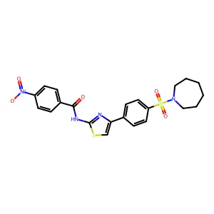 N-[4-[4-(azepan-1-ylsulfonyl)phenyl]-1,3-thiazol-2-yl]-4-nitrobenzamide structure