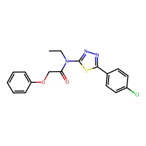 N-[5-(4-chlorophenyl)-1,3,4-thiadiazol-2-yl]-N-ethyl-2-phenoxyacetamide structure