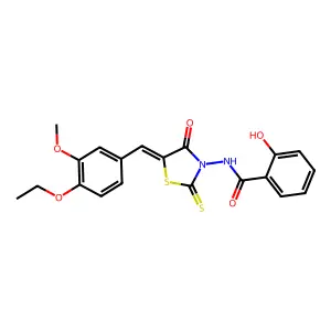 N-[(5Z)-5-(4-ethoxy-3-methoxybenzylidene)-4-oxo-2-thioxo-1,3-thiazolidin-3-yl]-2-hydroxybenzamide structure