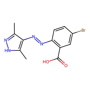 5-bromo-2-[(E)-(3,5-dimethyl-1H-pyrazol-4-yl)diazenyl]benzoic acid structure