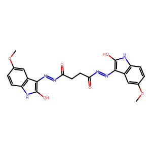 N'~1~,N'~4~-bis[(3Z)-5-methoxy-2-oxo-1,2-dihydro-3H-indol-3-ylidene]butanedihydrazide structure