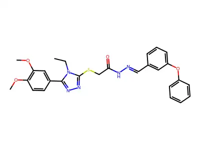 (Z)-2-((5-(3,4-dimethoxyphenyl)-4-ethyl-4H-1,2,4-triazol-3-yl)thio)-N'-(3-phenoxybenzylidene)acetohydrazide structure
