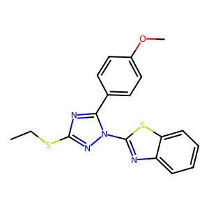 2-[3-(ethylsulfanyl)-5-(4-methoxyphenyl)-1H-1,2,4-triazol-1-yl]-1,3-benzothiazole structure