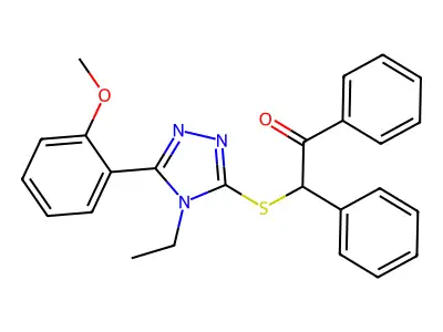 2-{[4-ethyl-5-(2-methoxyphenyl)-4H-1,2,4-triazol-3-yl]sulfanyl}-1,2-diphenylethanone structure