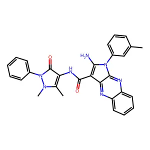2-Amino-1-m-tolyl-1H-pyrrolo[2,3-b]quinoxaline-3-carboxylic acid (1,5-dimethyl-3-oxo-2-phenyl-2,3-dihydro-1H-pyrazol-4-yl)-amide structure