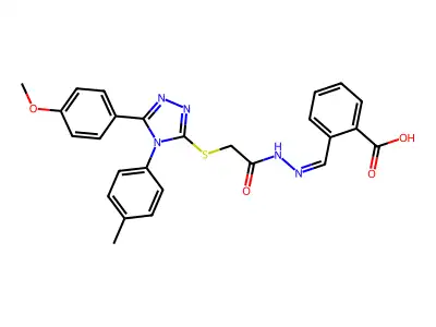 2-{(E)-[({[5-(4-METHOXYPHENYL)-4-(4-METHYLPHENYL)-4H-1,2,4-TRIAZOL-3-YL]SULFANYL}ACETYL)HYDRAZONO]METHYL}BENZOIC ACID structure