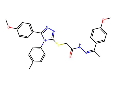 (E)-2-((5-(4-methoxyphenyl)-4-(p-tolyl)-4H-1,2,4-triazol-3-yl)thio)-N'-(1-(4-methoxyphenyl)ethylidene)acetohydrazide structure
