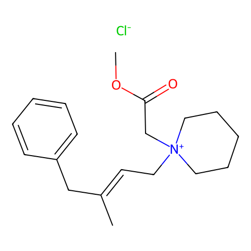 Piperidinium, 1-(3-benzyl-2-butenyl)-1-(carboxymethyl)-, chloride, methyl ester structure