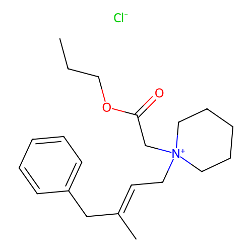 Piperidinium, 1-(3-benzyl-2-butenyl)-1-(carboxymethyl)-, chloride, propyl ester structure