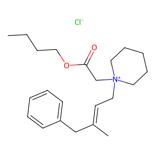 Piperidinium, 1-(3-benzyl-2-butenyl)-1-(carboxymethyl)-, chloride, butyl ester structure