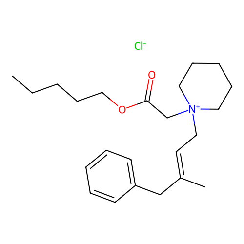Piperidinium, 1-(3-benzyl-2-butenyl)-1-(carboxymethyl)-, chloride, pentyl ester structure