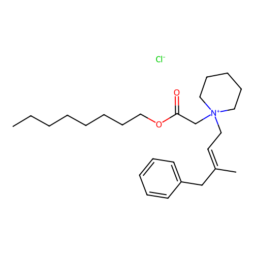 Piperidinium, 1-(3-benzyl-2-butenyl)-1-(carboxymethyl)-, chloride, octyl ester structure