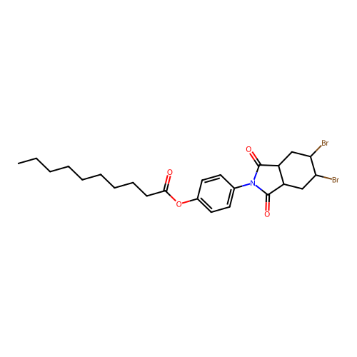 4-(5,6-dibromo-1,3-dioxooctahydro-2H-isoindol-2-yl)phenyl decanoate structure
