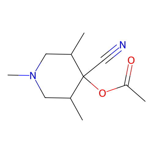 4-Cyano-1,3,5-trimethyl-4-piperidinyl acetate structure