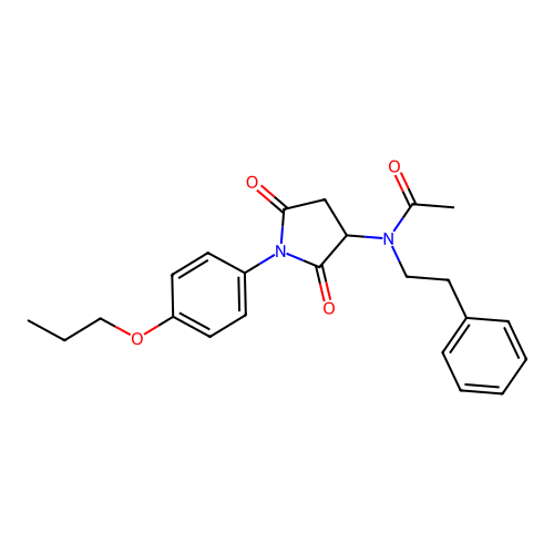 N-[2,5-dioxo-1-(4-propoxyphenyl)pyrrolidin-3-yl]-N-(2-phenylethyl)acetamide structure
