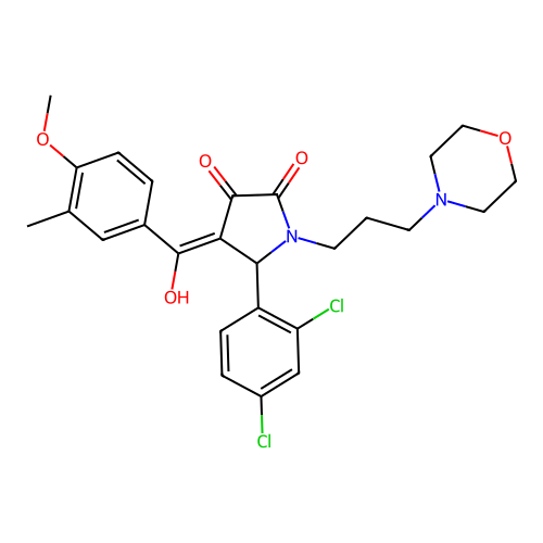 (4E)-5-(2,4-dichlorophenyl)-4-[hydroxy-(4-methoxy-3-methylphenyl)methylidene]-1-(3-morpholin-4-ylpropyl)pyrrolidine-2,3-dione structure