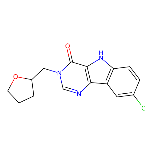 8-chloro-3-(oxolan-2-ylmethyl)-5H-pyrimido[5,4-b]indol-4-one structure