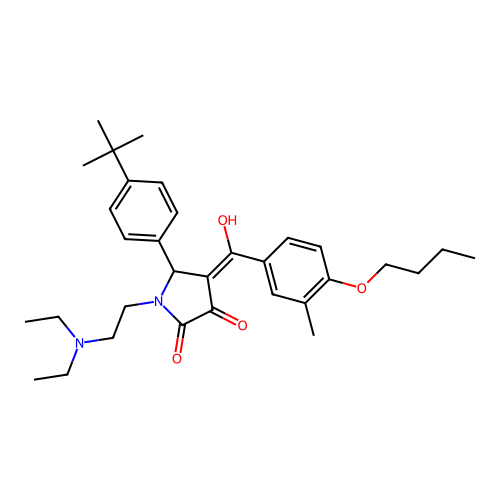 (4E)-4-[(4-butoxy-3-methylphenyl)-hydroxymethylidene]-5-(4-tert-butylphenyl)-1-(2-diethylaminoethyl)pyrrolidine-2,3-dione structure