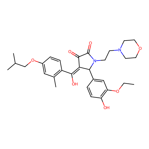 (4E)-5-(3-ethoxy-4-hydroxyphenyl)-4-[hydroxy-[2-methyl-4-(2-methylpropoxy)phenyl]methylidene]-1-(2-morpholin-4-ylethyl)pyrrolidine-2,3-dione structure