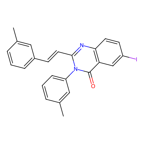(E)-6-iodo-2-(3-methylstyryl)-3-(m-tolyl)quinazolin-4(3H)-one structure