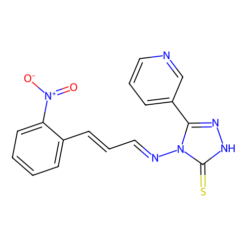 4-[(E)-[(E)-3-(2-nitrophenyl)prop-2-enylidene]amino]-3-pyridin-3-yl-1H-1,2,4-triazole-5-thione structure