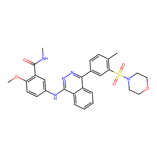 2-methoxy-N-methyl-5-((4-(4-methyl-3-(morpholinosulfonyl)phenyl)phthalazin-1-yl)amino)benzamide structure
