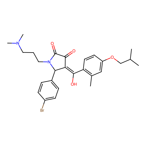 (4E)-5-(4-bromophenyl)-1-[3-(dimethylamino)propyl]-4-[hydroxy-[2-methyl-4-(2-methylpropoxy)phenyl]methylidene]pyrrolidine-2,3-dione structure