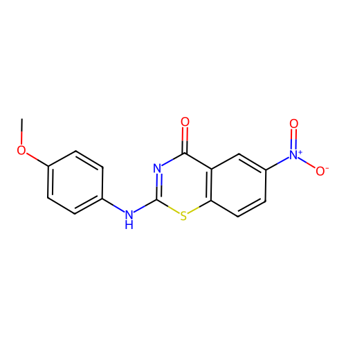 2-[(E)-4-Methoxy-phenylimino]-6-nitro-2H-benzo[e][1,3]thiazin-4-ol structure