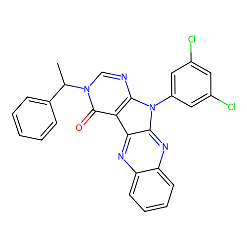 11-(3,5-dichlorophenyl)-3-(1-phenylethyl)-3,11-dihydro-4H-pyrimido[5',4':4,5]pyrrolo[2,3-b]quinoxalin-4-one structure