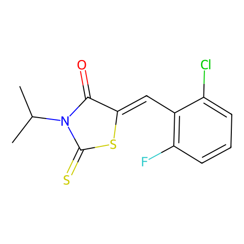(Z)-5-(2-chloro-6-fluorobenzylidene)-3-isopropyl-2-thioxothiazolidin-4-one structure